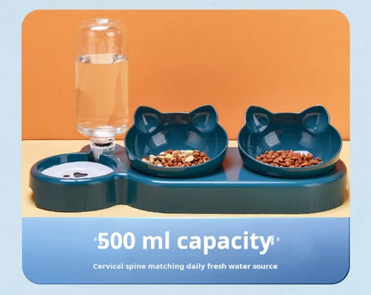 3-i-1 skål med mat, vann og automatisk påfyll