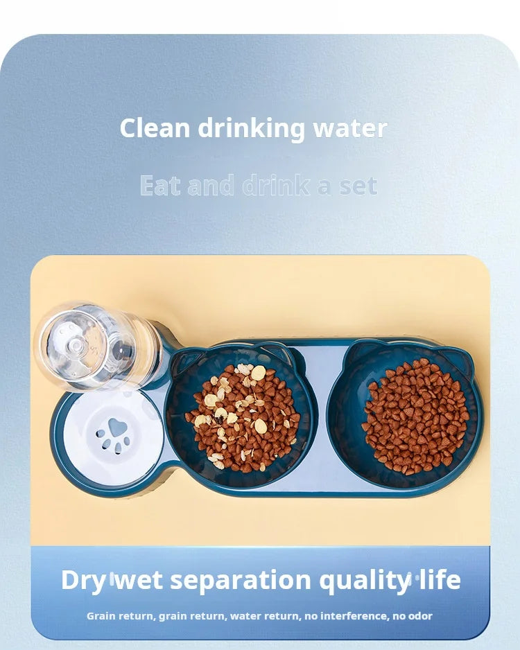 3-i-1 skål med mat, vann og automatisk påfyll