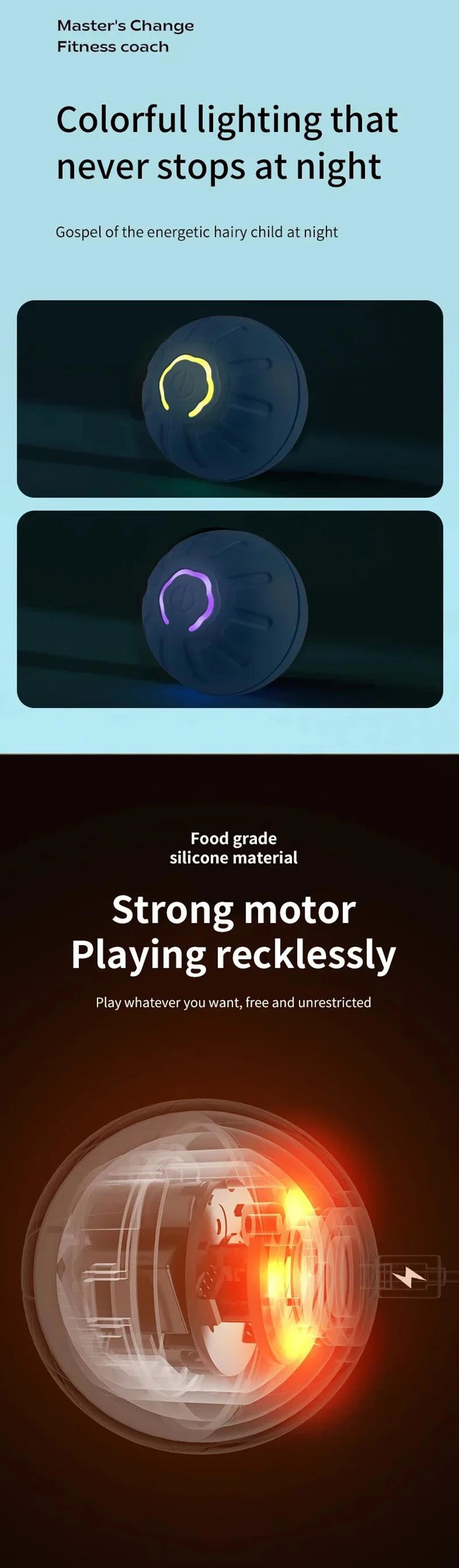 Interaktiv elektronisk hundelekeball – automatisk sprett og bevegelse (USB-lading)