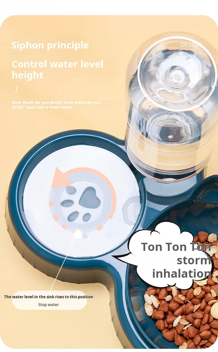 3-i-1 skål med mat, vann og automatisk påfyll